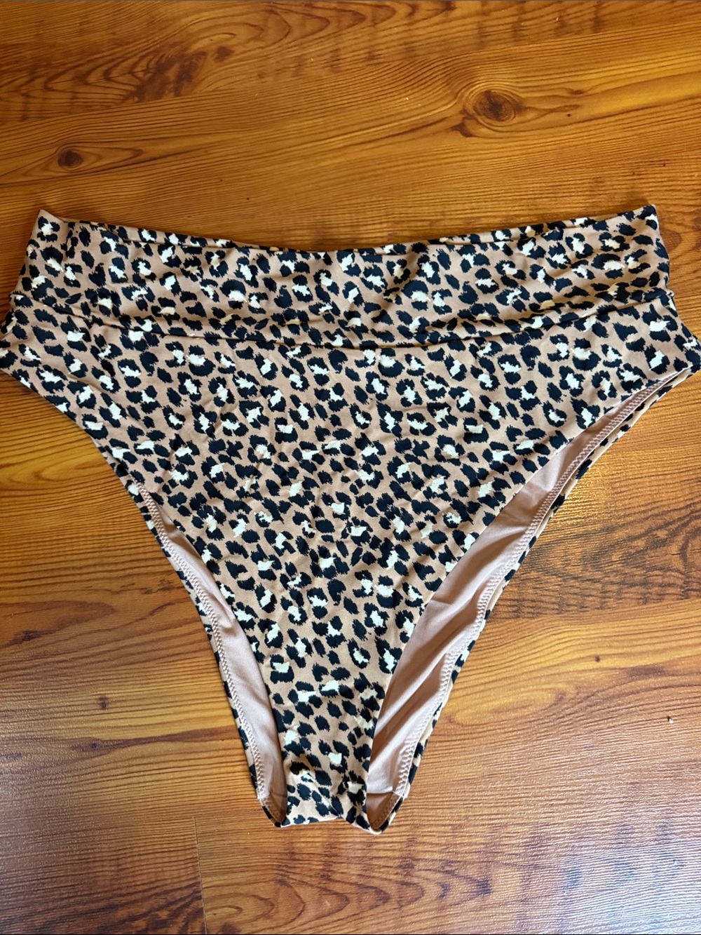 aerie Leopard Print High-Waist Bikini Bottoms - Tan, Black